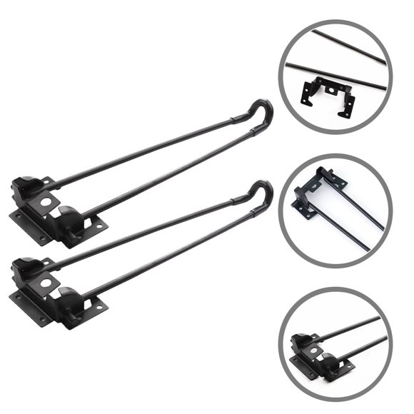 DEEPCRAFF 2Pcs Sturdy Black Metal Folding Desk Legs Easy Install Non Slip Table Replacement Legs