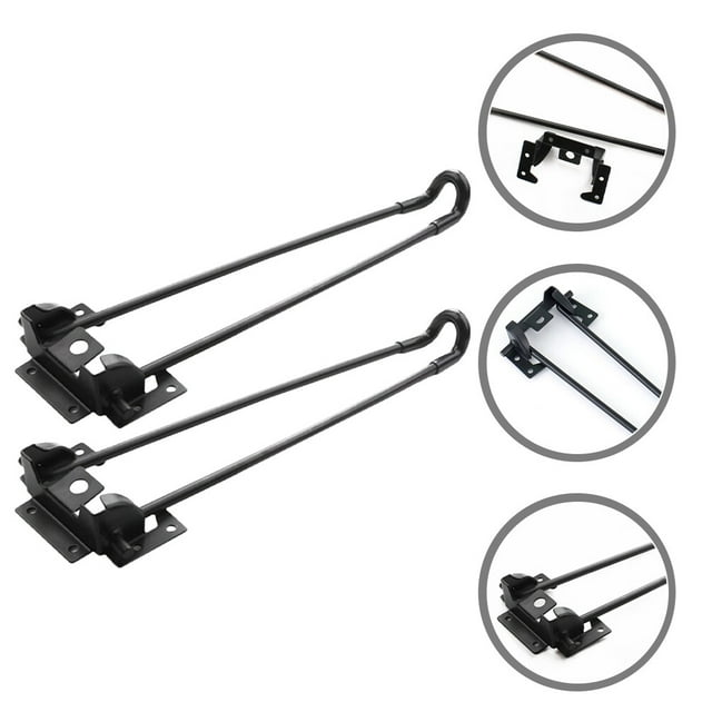 DEEPCRAFF 2Pcs Sturdy Black Metal Folding Desk Legs Easy Install Non Slip Table Replacement Legs