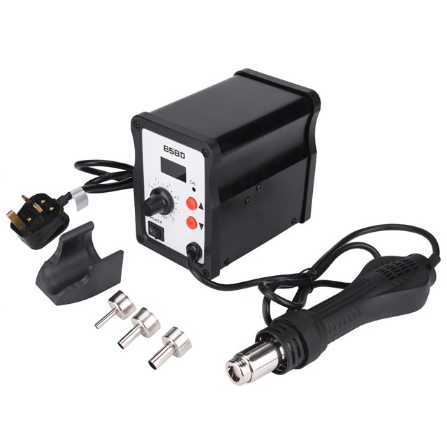 858D 700W LED Digital Hot Air Gun Heat Gun Rework Station with 3 Nozzles UK Plug 220V