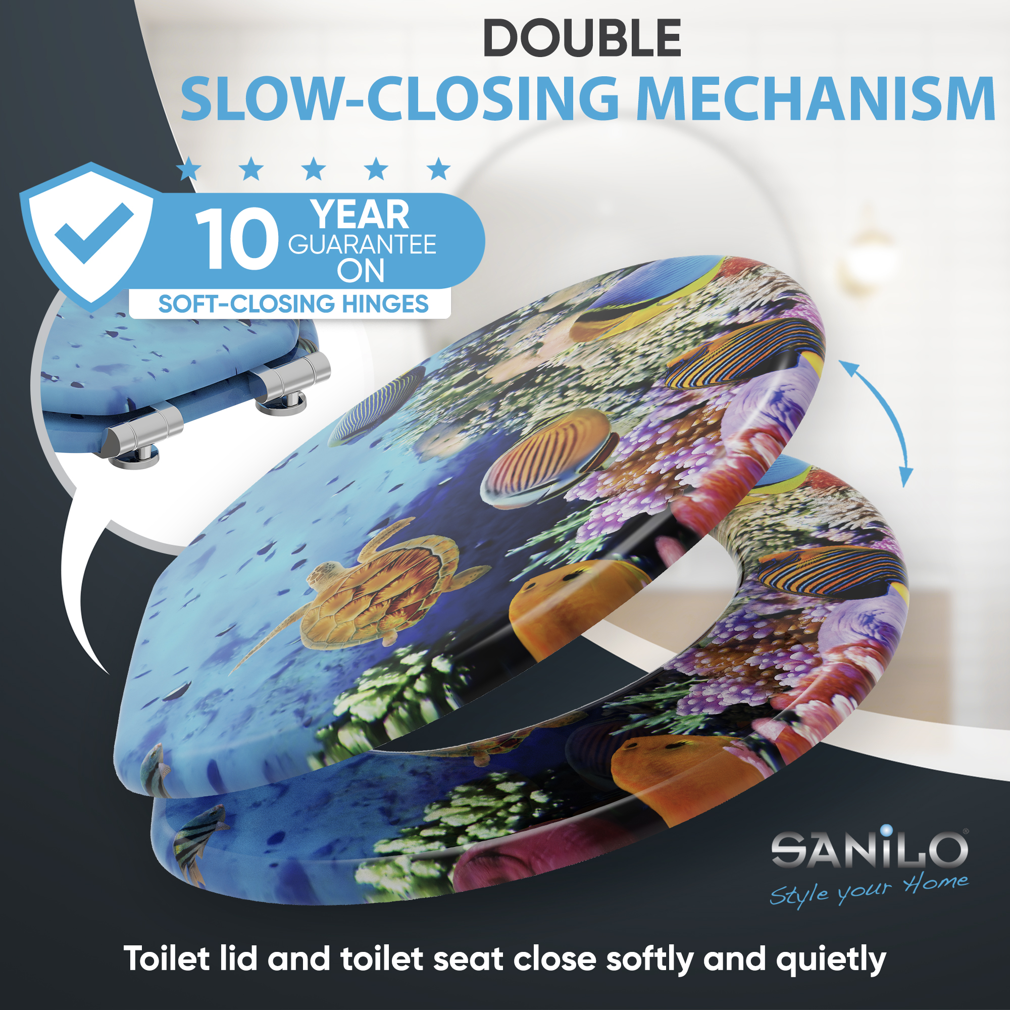 Sanilo Soft Close Round Toilet Seat, Ocean photo 6