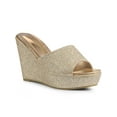 thumbnail image 1 of BLISSFUL STEP Women Glitter Platform Slip on Wedge Heels Sandals Gold 8, 1 of 7