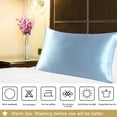 thumbnail image 5 of 3 Pack 19 Momme Smooth Mulberry Silk Pillow Case Cover, Standard, Cyan Blue, 5 of 8
