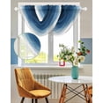 thumbnail image 3 of Waterfall Valances for Windows, Navy Blue Ombre Kitchen Sheer Valance Curtains, Modern Moire Wave Gradient Rod Pocket Elegant Swag Valances for Living Room Bedroom, 47.2"x38.5", 3 Panel, 3 of 8