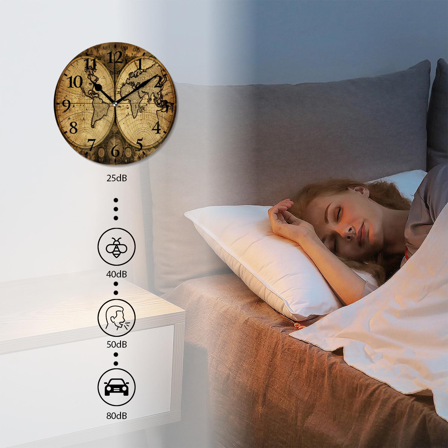 10 Inch Wall Clock Battery Operated Silent Clock Decorative for Office, Kitchen, Outdoor, Living RoomRetro World Map Beautiful Art