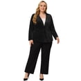 thumbnail image 3 of Blazers de terciopelo de talgrande pamujer con cuello en V, solacon muescas, informal, peplum Negro 1X, 3 of 6