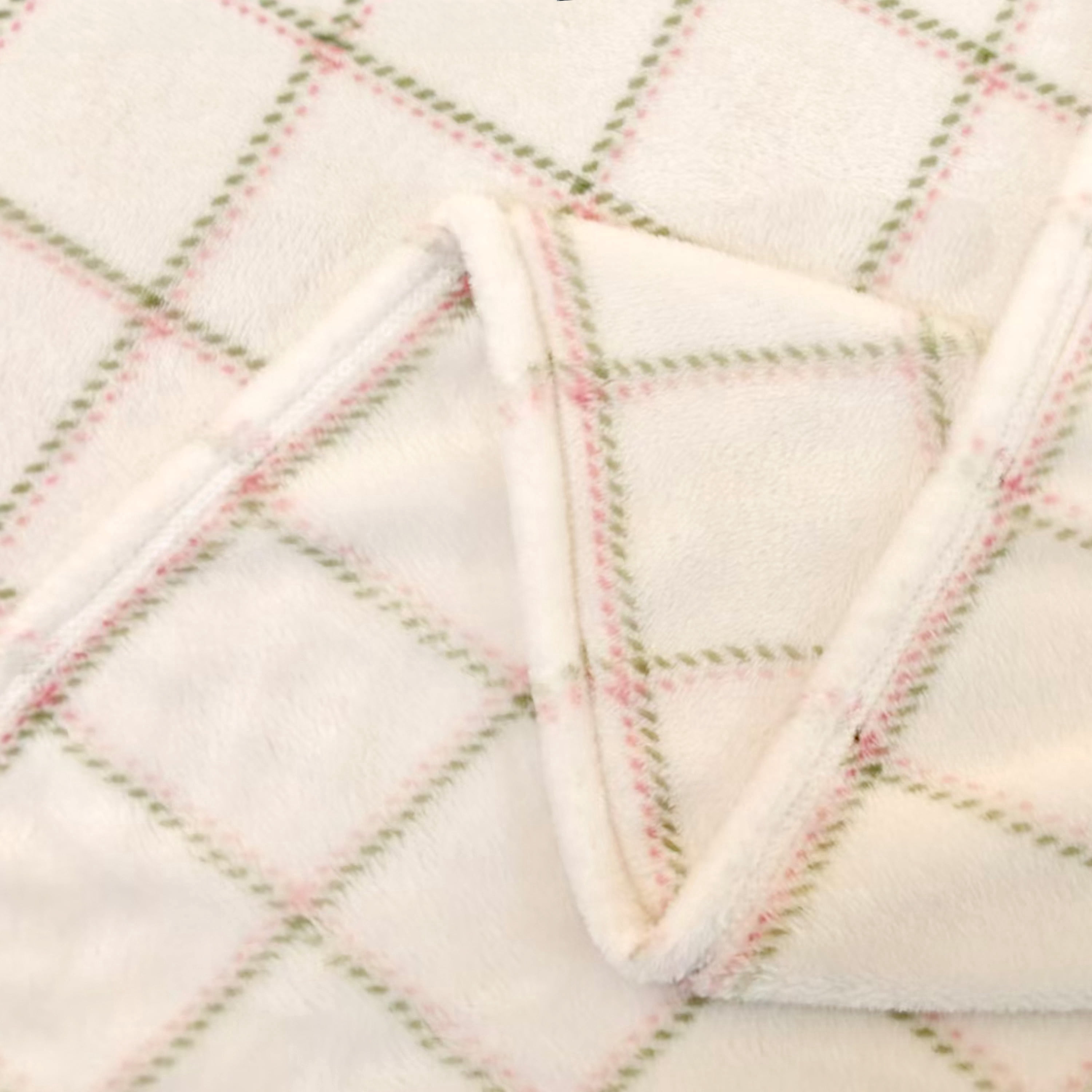 Mainstays Velvet Plush Bed Blanket, Ivory Check, King Size