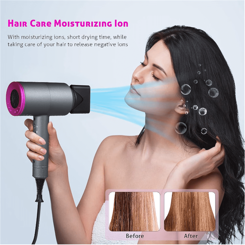 ZOUYUE Hair Dryer with Diffuser, 1800W Ionic Blow Dryer, Professional Portable Hair Dryers & Accessories for Women Curly Hair, Grey