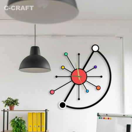 C-CRAFT Starburst Modern Wall Clock Silent 14 Inch for Living Room Wall Decor