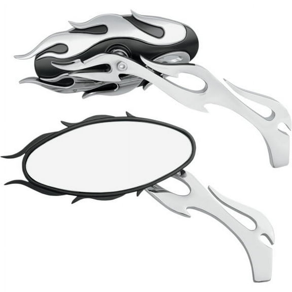 Drag Specialties Flame Oval Mirrors Black (0640-0483)