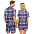 thumbnail image 5 of Leidass Couples Plaid Pajama Set Short Sleeve Button Down Sleepwear Lounge Set with Shorts Matching His and Hers Nightwear White 2XL, 5 of 5