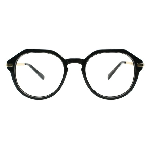 Blue Light Blocking Glasses Round Geometric Keyhole Frame UV 400 Black