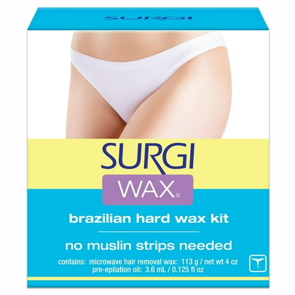 SURGI WAX Kit de cera dura brasileña de 4 oz para depilación con aceite de preelipación (82563)