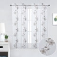 thumbnail image 2 of Floral Embroidery Valance Curtain, Rod Pocket Faux Linen Textured Voile Curtain Valance, 2 of 9