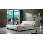 Greatime B1070 Contemporary Upholstered Platform Bed, Twin, White