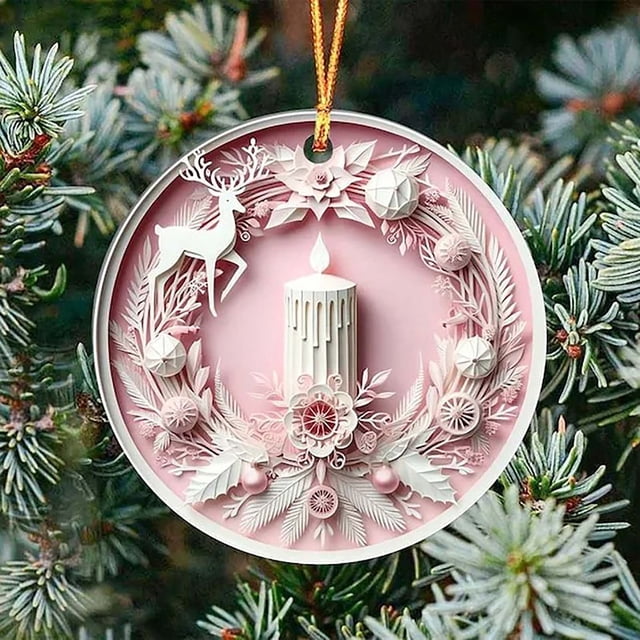 Christmas Acrylic Pendant Concave Textured Round Pendant Decoration