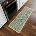 thumbnail image 2 of Ottomanson Floral Bathroom Runner Rug 20" x 59" - Non Slip Low Pile Carpet, Seafoam Green, 2 of 13