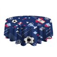 thumbnail image 5 of Blue Soccer Elements Pattern Round Tablecloth 60"x60",Wrinkle Wipeable Table Cloth for Kitchen Dining Room Picnic Patio Party, 5 of 6