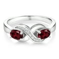 thumbnail image 2 of Gem Stone King 925 Sterling Silver Red Rhodolite Garnet and Created Sapphire Infinity Love Knot Ring for Women | 1.11 Cttw | Oval 6X4MM | Gemstone Birthstone | Jewelry Gifts for Mom Wife | Size 8, 2 of 5