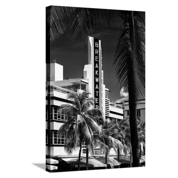Art Deco Architecture of Miami Beach - The Esplendor Hotel Breakwater South Beach - Ocean Drive Stretched Canvas Print Wall Art By Philippe Hugonnard