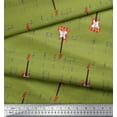 thumbnail image 3 of Soimoi Tissu en Velours Vert Notes & Guitare Instrument de Musique Tissu Imprimé 1 Yard 58 Pouces de Large, 3 of 5