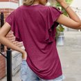 thumbnail image 5 of Ltctricy T Shirts for Women Trendy Summer V Neck Ruffle Short Sleeve Loose Casual Tunic Tops Soft Tees Blouses, 5 of 7