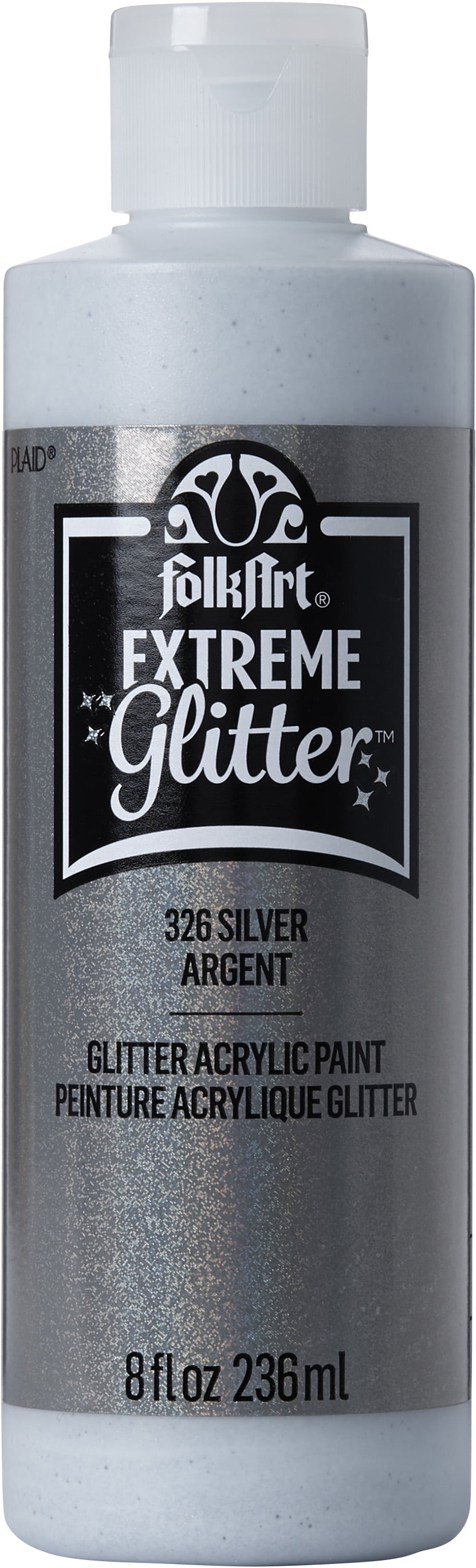 FolkArt Extreme Glitter Acrylic Craft Paint, Silver, 8 fl oz