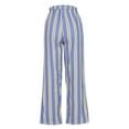 thumbnail image 6 of Elastic Waist Wide Leg Pants for Women Fashion Striped Loose Lounge Linen Pants Pockets Drawstring Casual Sweatpant (XL, Light Blue), 6 of 6