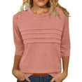 thumbnail image 2 of Sweet Home Farm 3/4 Sleeve T Shirts for Women Summer Tops Trendy 2025 Causal Length Tunic Loose Comfy Solid Crewneck Blouses T Shirts for Women Pink, 2 of 7