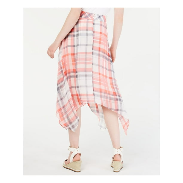 Tommy Hilfiger Women s Preppy Plaid Handkerchief Hem Skirt Pink 4