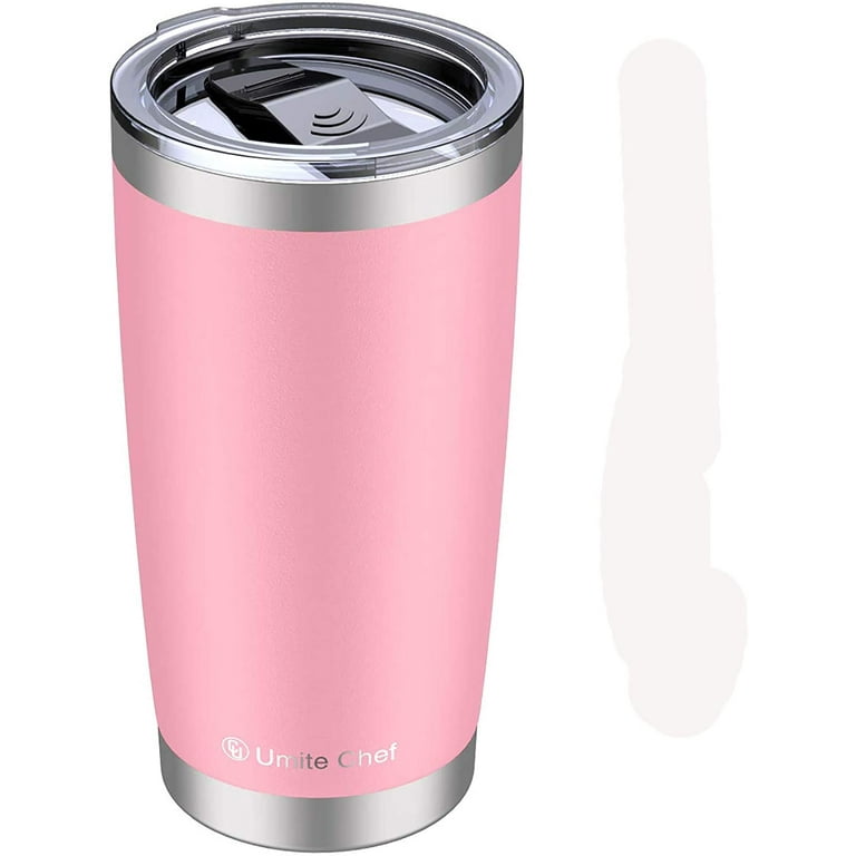 Umite Chef 20oz Tumbler, Stainless Steel Vacuum Insulated Double Wall  Travel Mug Tumbler with Splash Proof Sliding Lid , Durable Insulated Coffee  Mug, Rose Gold, Thermal Cup (Pink) 