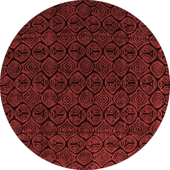 Ahgly Company Indoor Round Abstract Red Modern Area Rugs, 4' Round