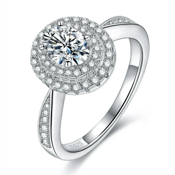 Moissanite Ring for Women 1 Ct Moissanite Engagement Rings 18K White Gold Plated 925 Sterling Silver Moissanite Ring Womens Diamond Rings Diamond Promise Ring Lab Diamond Ring