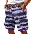thumbnail image 2 of Men's Tie Dye Cargo Shorts With Multi-Pockets And Woven Belt Featuring Vintage Washed Effect For Summer Beach Hiking Streetwear Fashion Purple M, 2 of 5