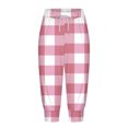 thumbnail image 6 of VERUGU Capri Pants for Women Fashion Plaid Print Pants Elastic Waist Drawstring Casual Capris with Pockets Pink L, 6 of 6