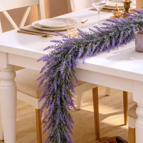 6Ft Artificial Lavender Garland - Purple Spring Summer Decor for Wedding Arches,Mantels,and Farmhouse Home Decor