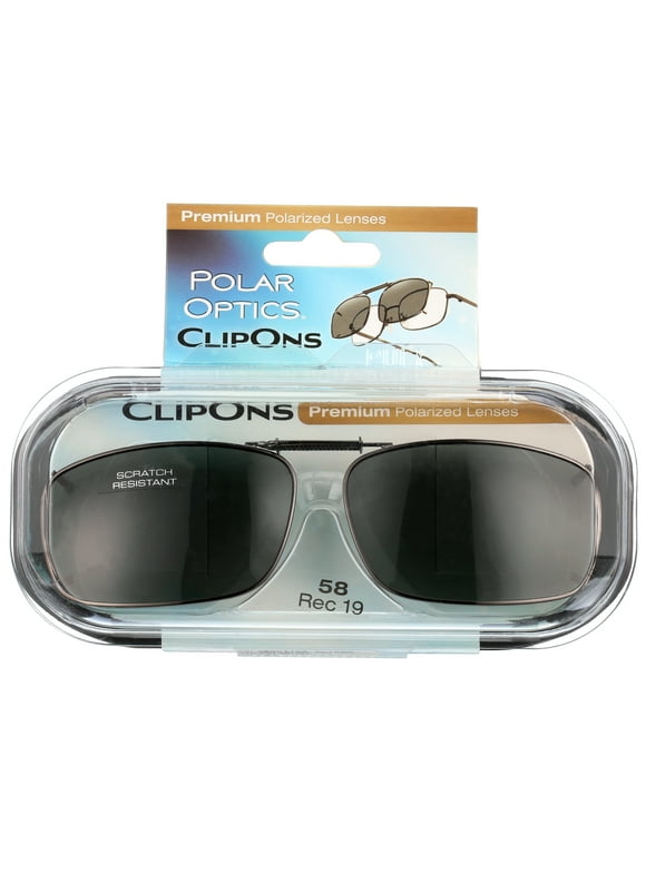 Polar Optics Unisex REC 19 GM 58 Plastic ClipOns Sunglasses Gray