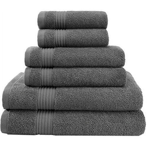 Hotel & Spa Quality Super Absorbent & Soft, Cotton, 6 Piece Turkish Towel Set for Kitchen & Decorative Bathroom Sets Includes 2 Bath Towels 2 Hand Towels 2 Washcloths, Charcoal Grey