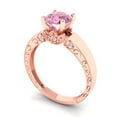 thumbnail image 2 of 1.06 ct Round Cut Simulated Pink Diamond Solitaire with Accents Engagement Ring for Women in 18K Rose Gold, 2 of 5
