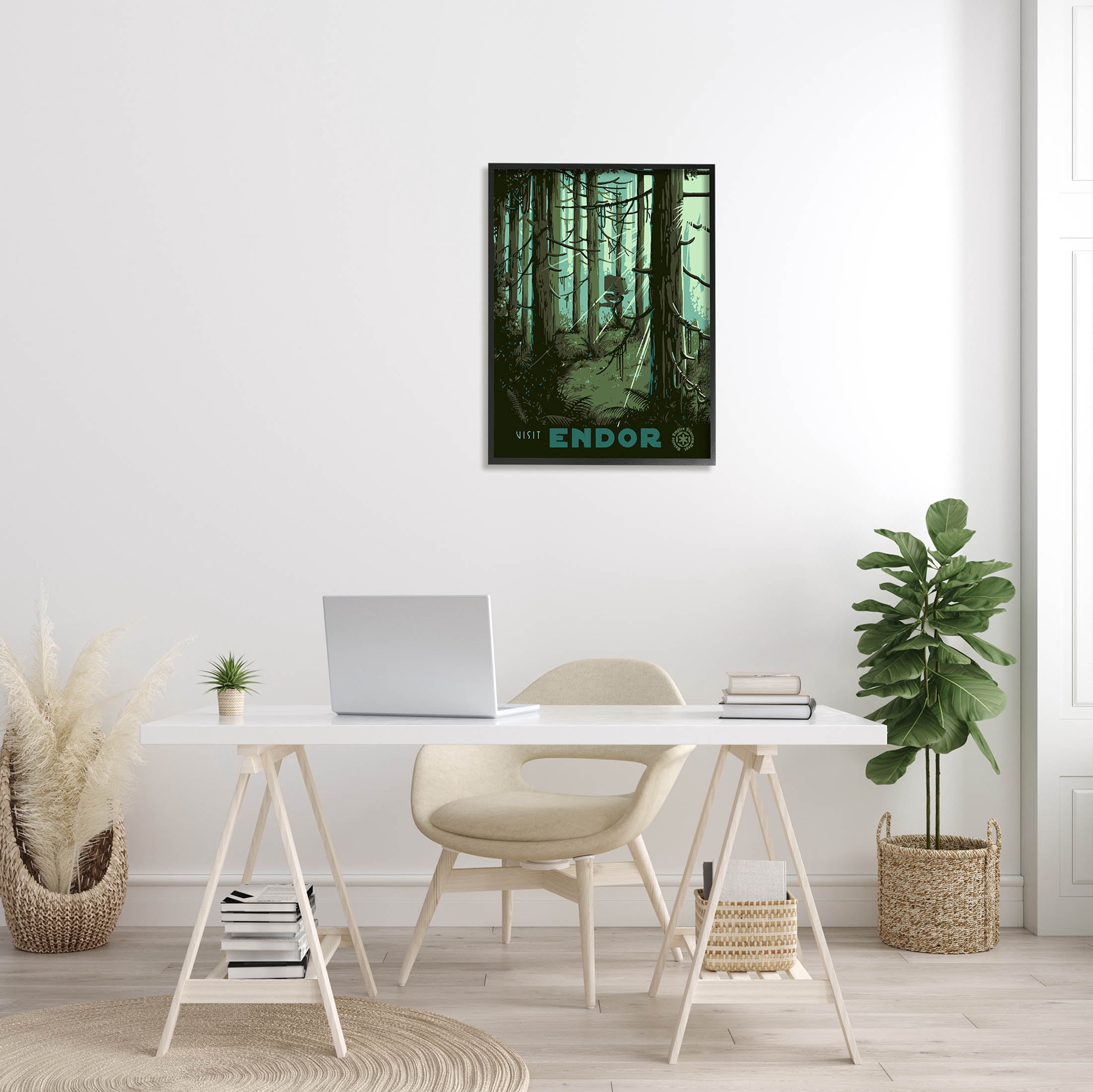 Stupell Industries Science Fiction Fantasy World Endor Graphic Art Black Framed Art Print Wall Art, Design by Matheus Lopes Castro