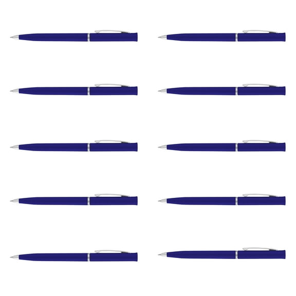 10 Twist Action Hotel Pens Pack - Plastic, Black Ink - Blue