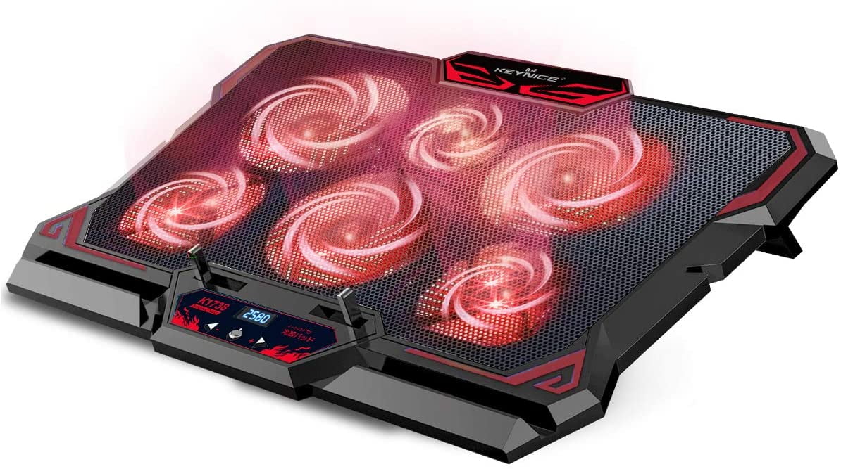 KEYNICE Laptop Cooling, 12-17 Cooling Pad, Laptop Cooler with 6 Quiet Fans, Dual Port, 5 Wind Speed Adjustable, Red LED Light, Gaming Cooling Fan for Laptop, Portable Notebook Cooler - Walmart.com