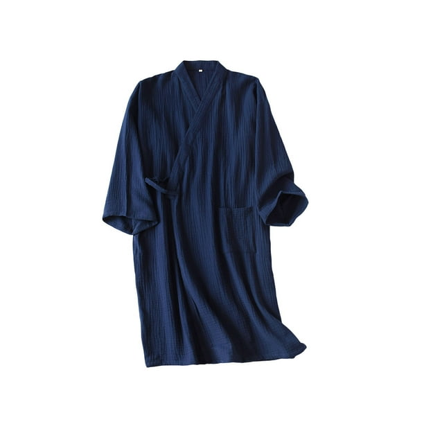 Minnieouse Kimono primavera verano algodón crepé camisón bata de baño media manga hogar Hotel pijamas ropa de dormir Pijama Armada Hombres/L Minnieouse AP019175-10
