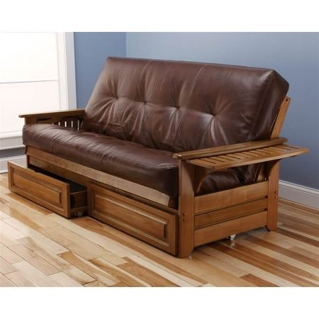 Kodiak KFPHDBBOTSLF5MD4 Phoenix Barbados Futon Frame with Oregon Trail Saddle Mattress and Storage Drawers