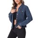 thumbnail image 4 of Chaqueta de mezclilla para mujer INSPIRE CHIC, con botones, de manga larga, textura lavada, casual, talla M, azul de mezclilla, 4 of 6