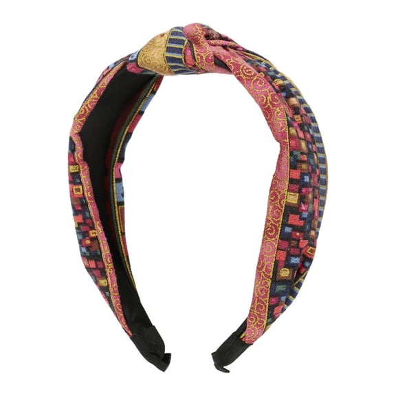 1 Pc Fashion Elegant Knotted Printed Wide Hairband for Women for Girls Rose Red