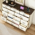 thumbnail image 3 of Farmhouse 12 Drawers Dresser for Bedroom, 63'' Wide Wood Chest of Drawers with Power Outlets, Deep Drawer Dresser Storage Organizer for Living Room Hallway, 3 of 11