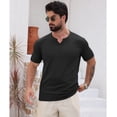 thumbnail image 5 of Ambiloof Men's slim fit muscle skinny V-neck casual t-shirt short sleeve muscle henley t-shirt fashionable business topsBlack/2XL, 5 of 6