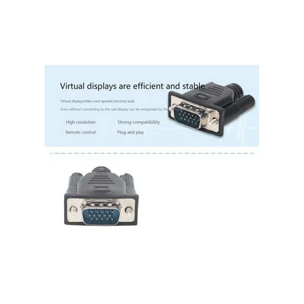 Geloo Vga Virtual Display Adapter Male Dummy Plug Edid Headless Ghost Emulator Lock Plate Vga Adapter