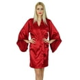 thumbnail image 1 of Bimba Women Kimono Sleeve Short Satin Robe Ready Bride Bridesmaid Robe Coverup, 1 of 6