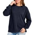 thumbnail image 3 of Sevevn Womens Corduroy Long Sleeve Pullover Tops Casual Loose Fit Crewneck Sweatshirt Fall Winter Solid Color Oversized Blouse Tunic Navy XXL, 3 of 9